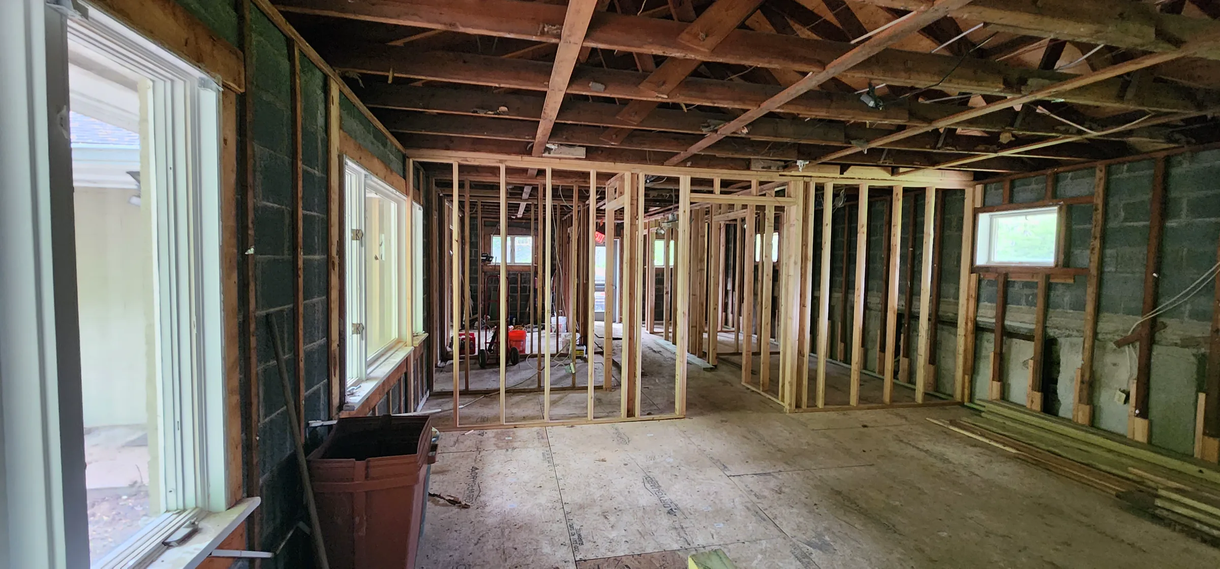 Open wall and roof framing for the Friends First School addition